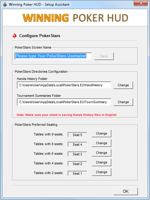 Setup Assistant - Winning Poker HUD