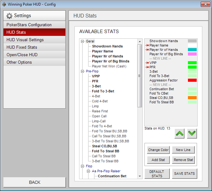 Winning Poker HUD - Configuration